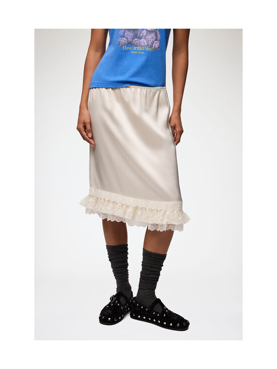Ganni - Fluid Satin Frill -hame - NULL EGRET | Stockmann - photo 3