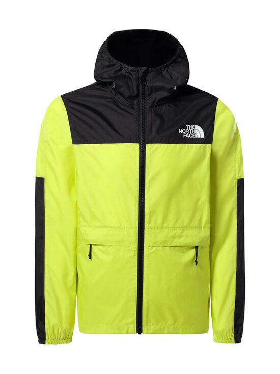 green fuzzy north face jacket