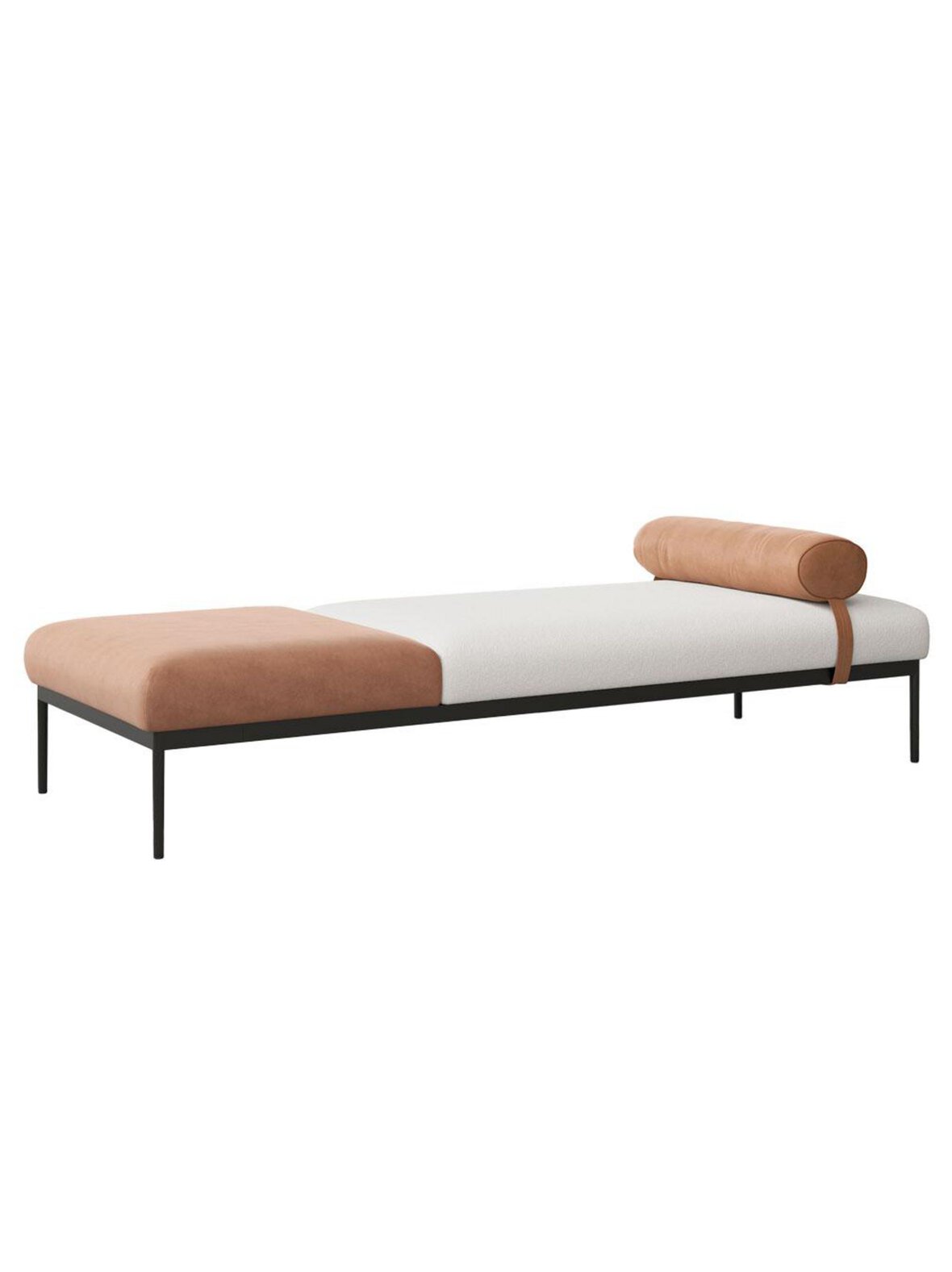 Bon-daybed master-nahka ruskea / orsetto-kangas valkoinen