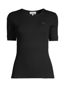 Ganni - Soft Cotton Rib t-paita - 099 BLACK | Stockmann