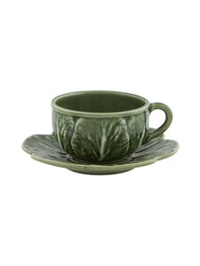 Bordallo Pinheiro - Cabbage tējas tase un apakštase - GREEN, WHITE | Stockmann