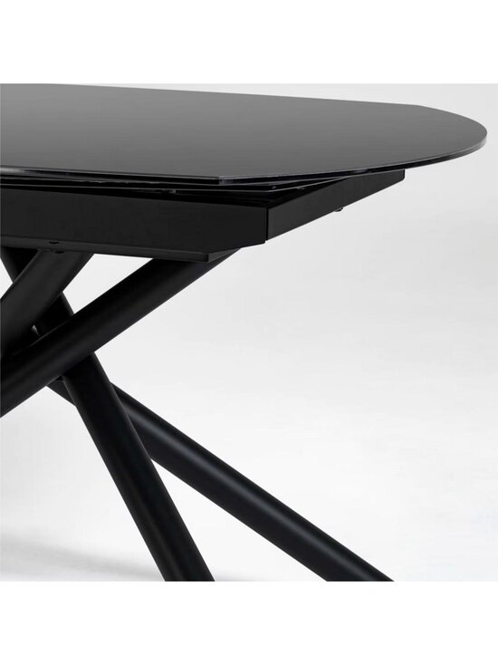 Kave Home - Yodalia- jatkettava ruokapöytä musta lasi / musta metalli 100 x 130/190 cm - BLACK | Stockmann - photo 4