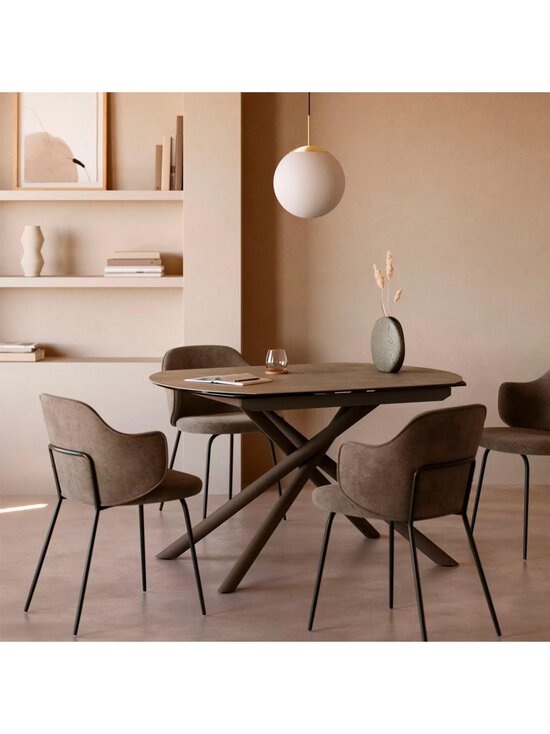 Kave Home - Yodalia- jatkettava ruokapöytä musta lasi / musta metalli 100 x 130/190 cm - BLACK | Stockmann - photo 5