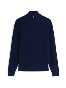 Tommy Hilfiger - Seasonal Structure Zip Mock -neule - DCC CARBON NAVY | Stockmann