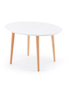Kave Home - Oqui- jatkettava ruokapöytä valkoinen/pyökki 90 x 120/200 cm - BEIGE | Stockmann