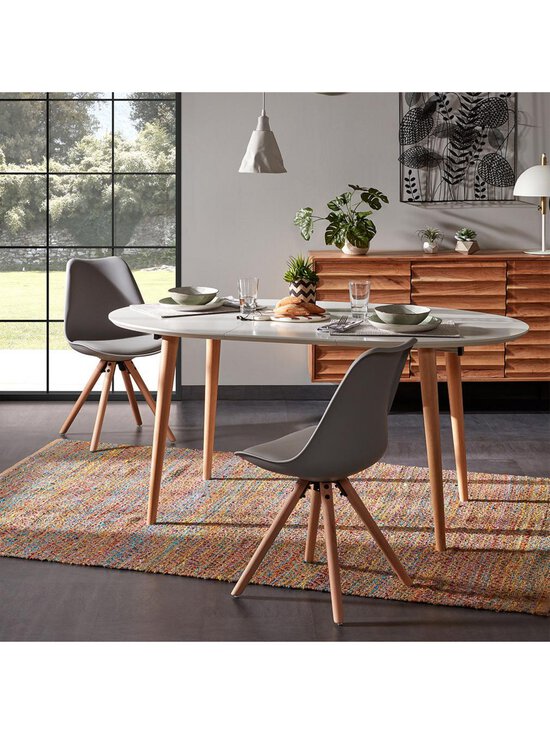 Kave Home - Oqui- jatkettava ruokapöytä valkoinen/pyökki 90 x 120/200 cm - BEIGE | Stockmann - photo 8