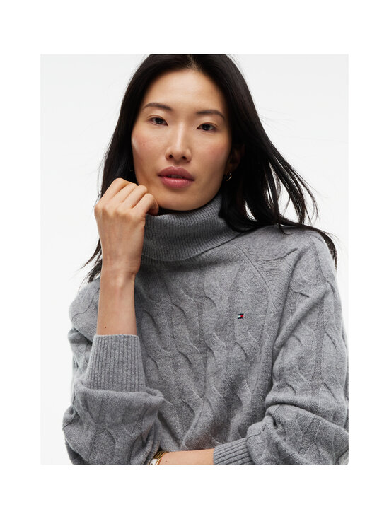 Tommy Hilfiger - Wool Cable Roll -neule - P7D MEDIUM GREY HEATHER | Stockmann - photo 5