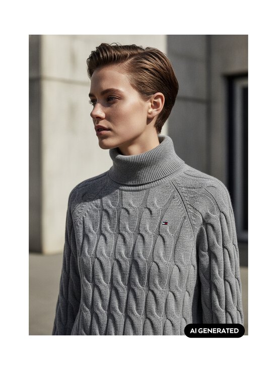 Tommy Hilfiger - Wool Cable Roll -neule - P7D MEDIUM GREY HEATHER | Stockmann - photo 6
