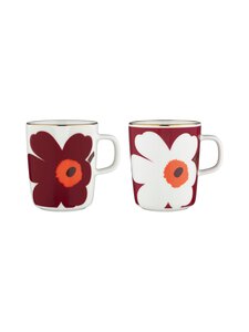 Marimekko - Kruus Juhla Unikko 2,5 dl, 2 tk - WHITE, BURGUNDY, GOLD | Stockmann