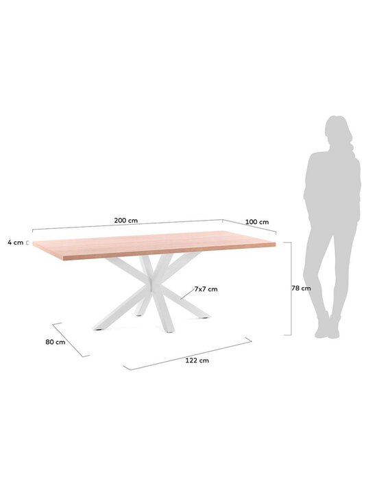 Kave Home - Argo-ruokapöytä tammenvärinen melamiini / valkoinen 200 x 100 cm - BROWN | Stockmann - photo 3