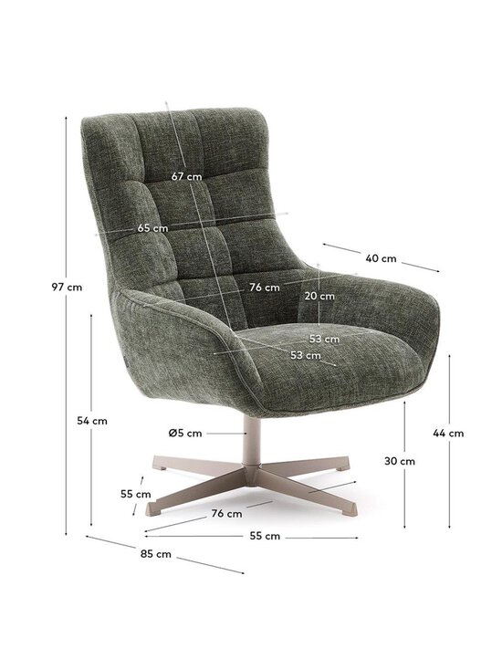 Kave Home - Teryl-nojatuoli - VIHREÄ,HARMAA | Stockmann - photo 8