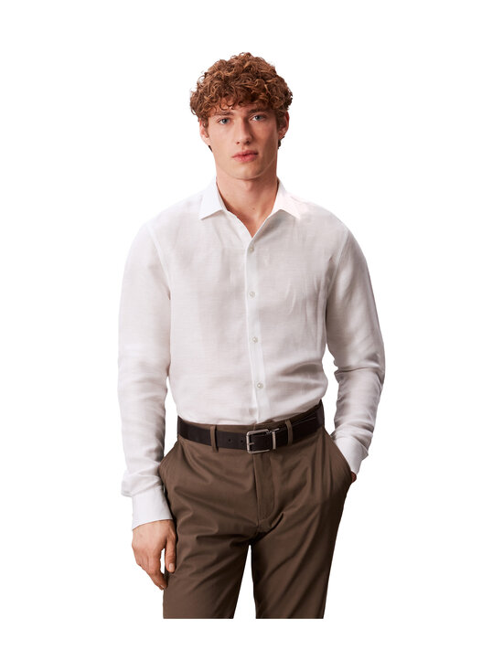Calvin Klein Menswear - Slim Fit Linen Blend -kauluspaita - 7K2 WHITE | Stockmann - photo 1