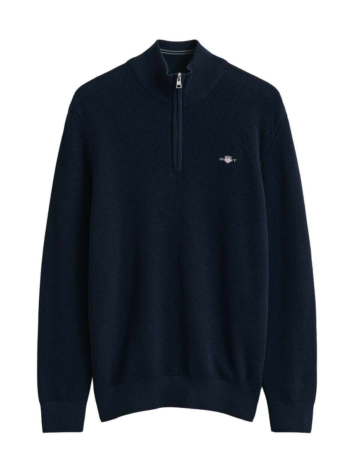 Micro Textured Half Zip -puuvillaneule