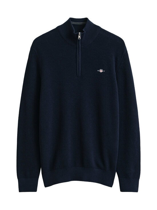 GANT - Micro Textured Half Zip -puuvillaneule - 433 EVENING BLUE | Stockmann - photo 1