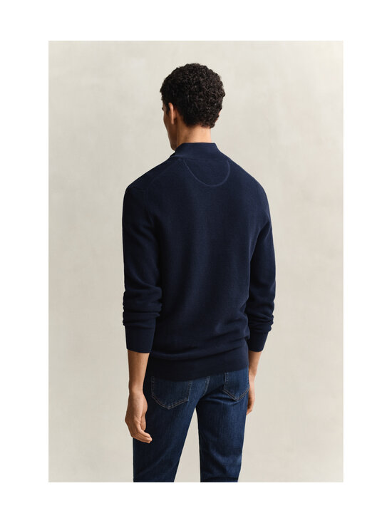 GANT - Micro Textured Half Zip -puuvillaneule - 433 EVENING BLUE | Stockmann - photo 3