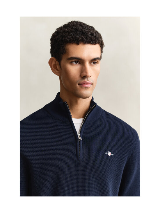 GANT - Micro Textured Half Zip -puuvillaneule - 433 EVENING BLUE | Stockmann - photo 4
