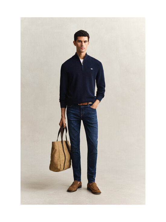 GANT - Micro Textured Half Zip -puuvillaneule - 433 EVENING BLUE | Stockmann - photo 5