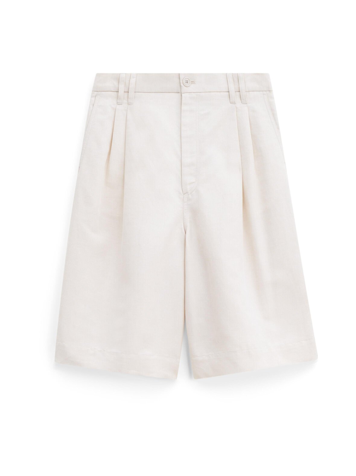 Relaxed Pleated -pellava-puuvillashortsit
