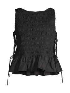 Ganni - Cotton Poplin Smock Tie -toppi - 099 BLACK | Stockmann