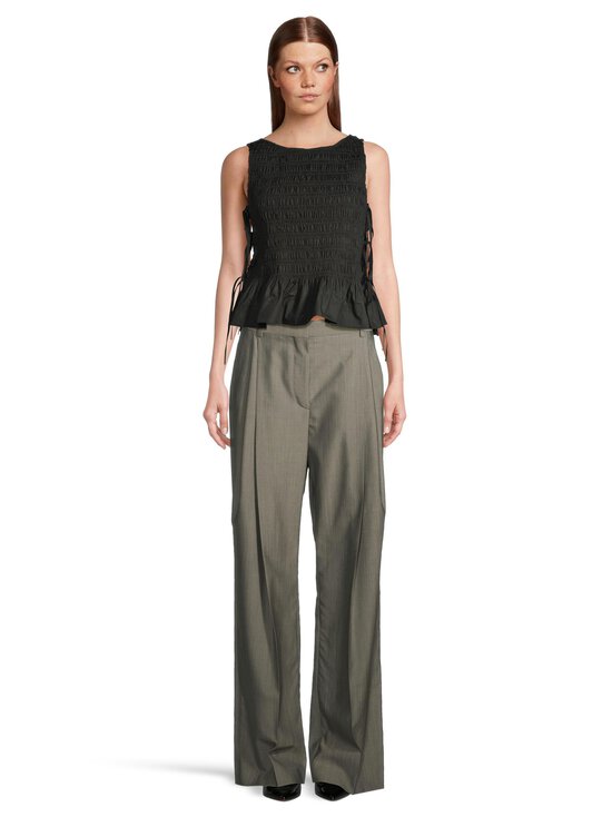 Ganni - Cotton Poplin Smock Tie -toppi - 099 BLACK | Stockmann - photo 2