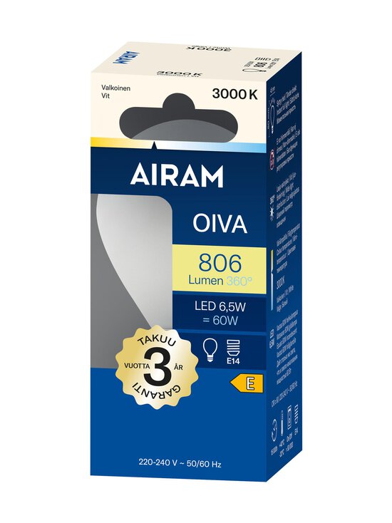 Airam - LED P45 830 806lm E14 360 Oiva -opaalilamppu - TRANSPARENT | Stockmann - photo 1