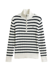GANT - Stretch Cotton Stripe Half Zip -palmikkoneulepusero - 113 EGGSHELL | Stockmann