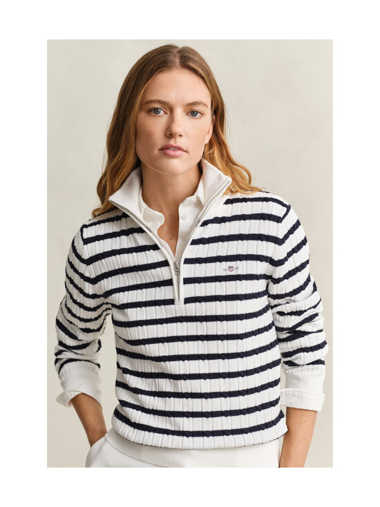 GANT - Stretch Cotton Stripe Half Zip -palmikkoneulepusero - 113 EGGSHELL | Stockmann - photo 4