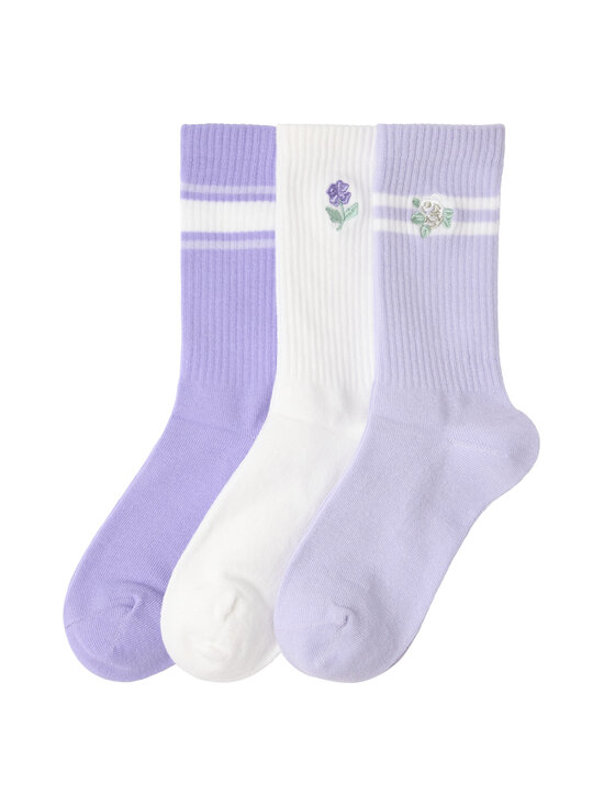 Lindex - Ziedu zeķes 3-pāri - 300 OFF WHITE | Stockmann - photo 1
