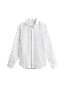 GANT - Regular Linen -raidallinen kauluspaita - 110 WHITE | Stockmann
