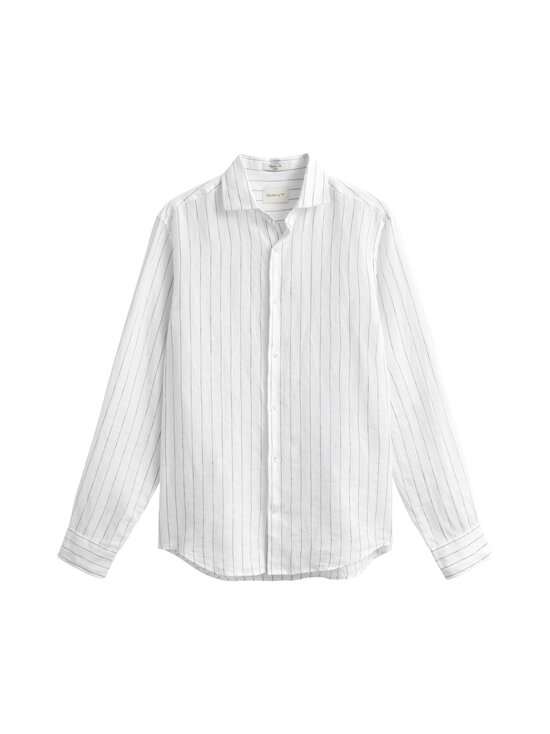 GANT - Regular Linen -raidallinen kauluspaita - 110 WHITE | Stockmann - photo 1