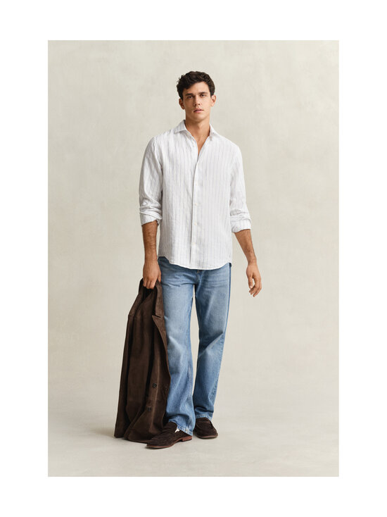 GANT - Regular Linen -raidallinen kauluspaita - 110 WHITE | Stockmann - photo 5
