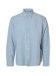 Selected - SlhSlimClay Linenblend krekls - DUSTY BLUE STRIPES:WHITE | Stockmann
