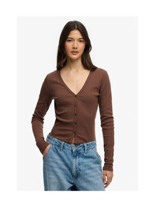 Superdry - Athletic Essentials Pointelle -neuletakki - 8TP CHESTNUT BROWN | Stockmann