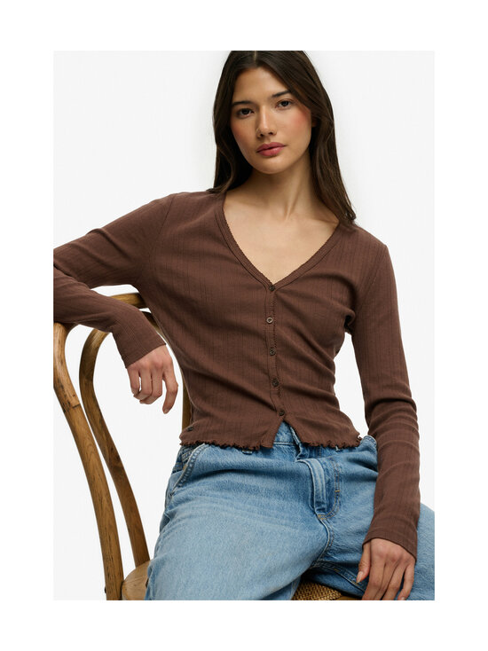 Superdry - Athletic Essentials Pointelle -neuletakki - 8TP CHESTNUT BROWN | Stockmann - photo 5