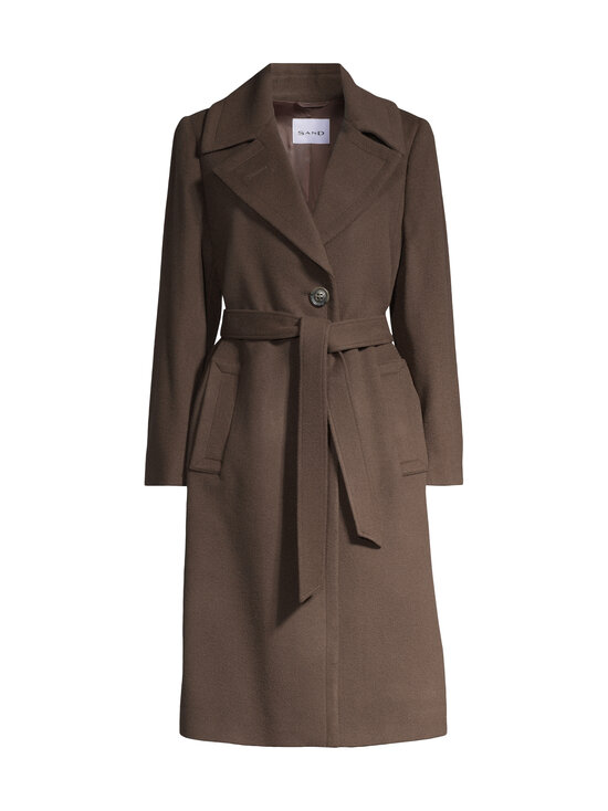 SAND Copenhagen - Clareta Belt Midi -villakangastakki - 294 DARK BROWN | Stockmann - photo 1