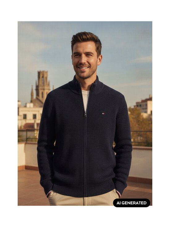 Tommy Hilfiger - Rib Zip Through -neuletakki - DW5 DESERT SKY | Stockmann - photo 2