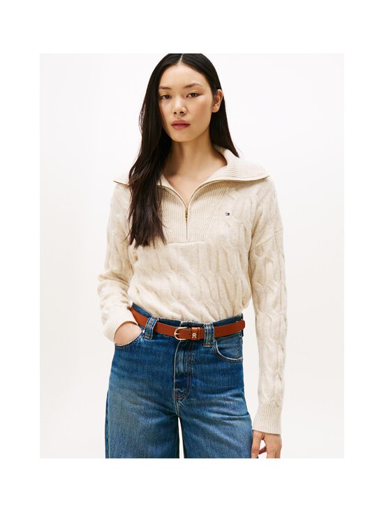 Tommy Hilfiger - Palmikkoes kudum Soft Wool 1/2 Zip - ADK HEATHER OATMILK | Stockmann - photo 4
