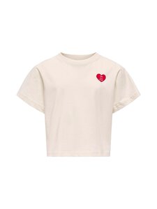 KIDS ONLY - KogLivina Solid t-krekls - CLOUD DANCER DETAIL:HEART HIGH RISK RED | Stockmann