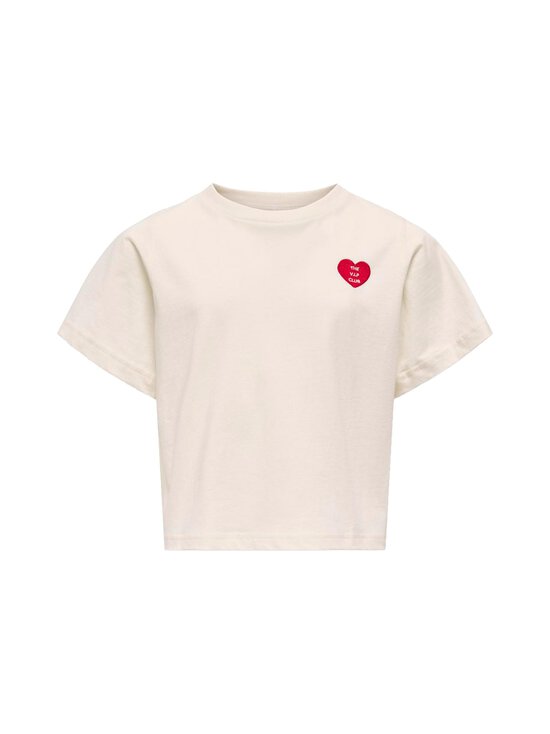 KIDS ONLY - KogLivina Solid t-krekls - CLOUD DANCER DETAIL:HEART HIGH RISK RED | Stockmann - photo 1