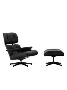 Vitra - Eames Lounge -nojatuoli ja rahi Premium-nahka 66 nero / musta kastanja - BLACK | Stockmann
