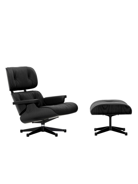 Vitra - Eames Lounge -nojatuoli ja rahi Premium-nahka 66 nero / musta kastanja - BLACK | Stockmann - photo 1