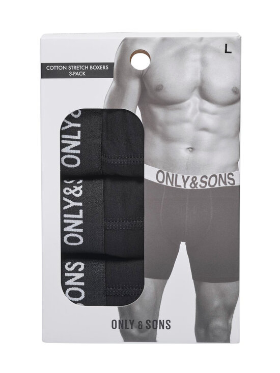 Only & Sons - OnsBasic Solid -bokserit 3-pack - BLACK DETAIL:BLACK WAIST WHITE LOGO | Stockmann - photo 3
