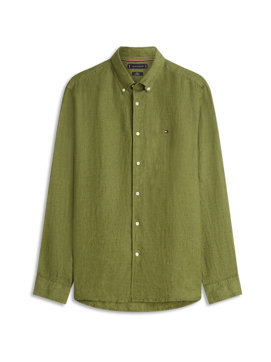 Tommy Hilfiger - Pigment Dyed Regular Fit lina krekls ar apkakli - MSX DARK ARTICHOKE | Stockmann - photo 1