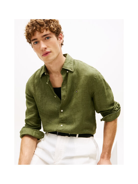 Tommy Hilfiger - Pigment Dyed Regular Fit lina krekls ar apkakli - MSX DARK ARTICHOKE | Stockmann - photo 4