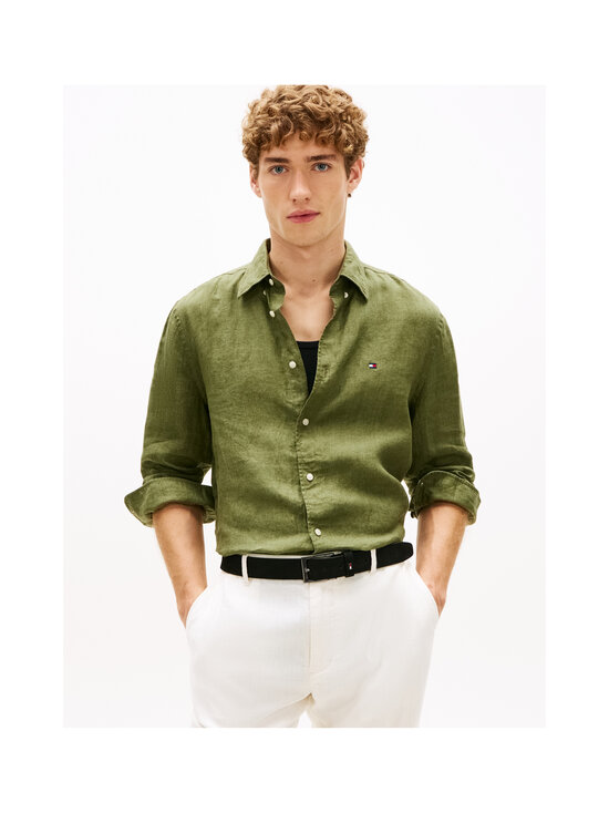 Tommy Hilfiger - Pigment Dyed Regular Fit lina krekls ar apkakli - MSX DARK ARTICHOKE | Stockmann - photo 5