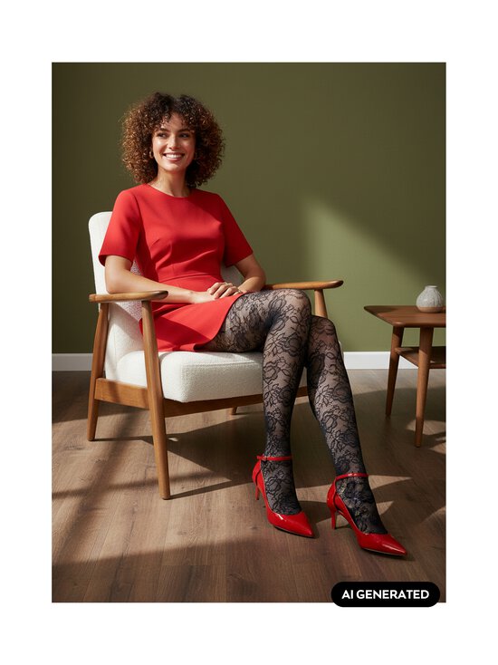 Lindex - Lace apdrukātas zeķubikses 30 den - 80 BLACK | Stockmann - photo 3