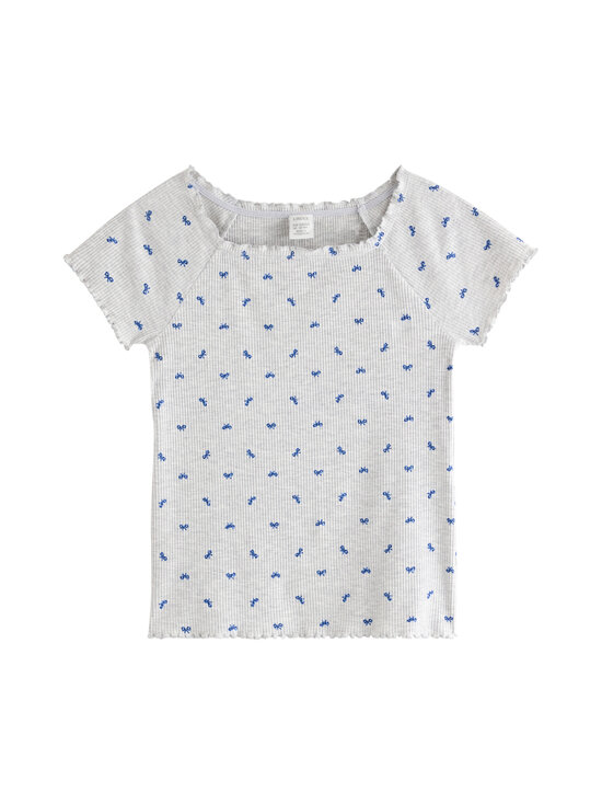 Lindex - Rib With Print t-paita - 9802 LIGHT GREY MELANGE | Stockmann - photo 1