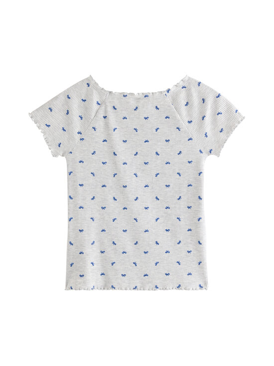 Lindex - Rib With Print t-paita - 9802 LIGHT GREY MELANGE | Stockmann - photo 2