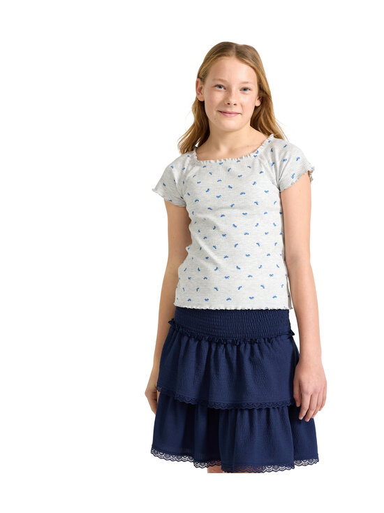 Lindex - Rib With Print t-paita - 9802 LIGHT GREY MELANGE | Stockmann - photo 3