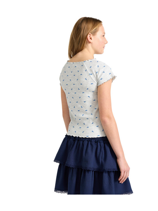 Lindex - Rib With Print t-paita - 9802 LIGHT GREY MELANGE | Stockmann - photo 4